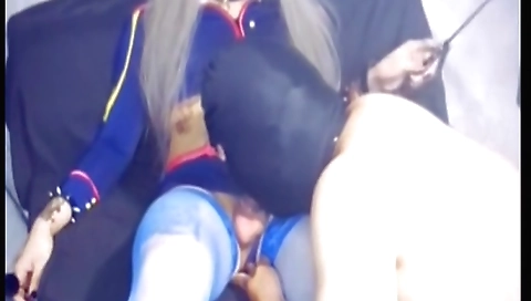 Asian cosplay babe fucks a guy in her white stockings