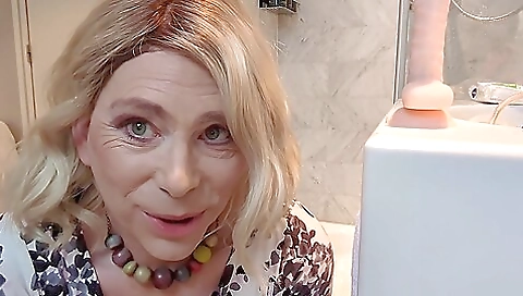 Blonde milf in stockings fucks her boyfriend in the hotel room