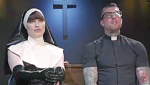 Busty brunette slut gets a dildo inserted in her tight pussy