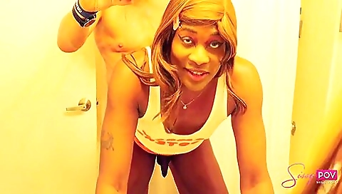 Blonde girl fucks with her ebony friend in hardcore