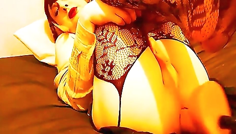 Sexy brunette fucks her boyfriend with her favorite anal toy